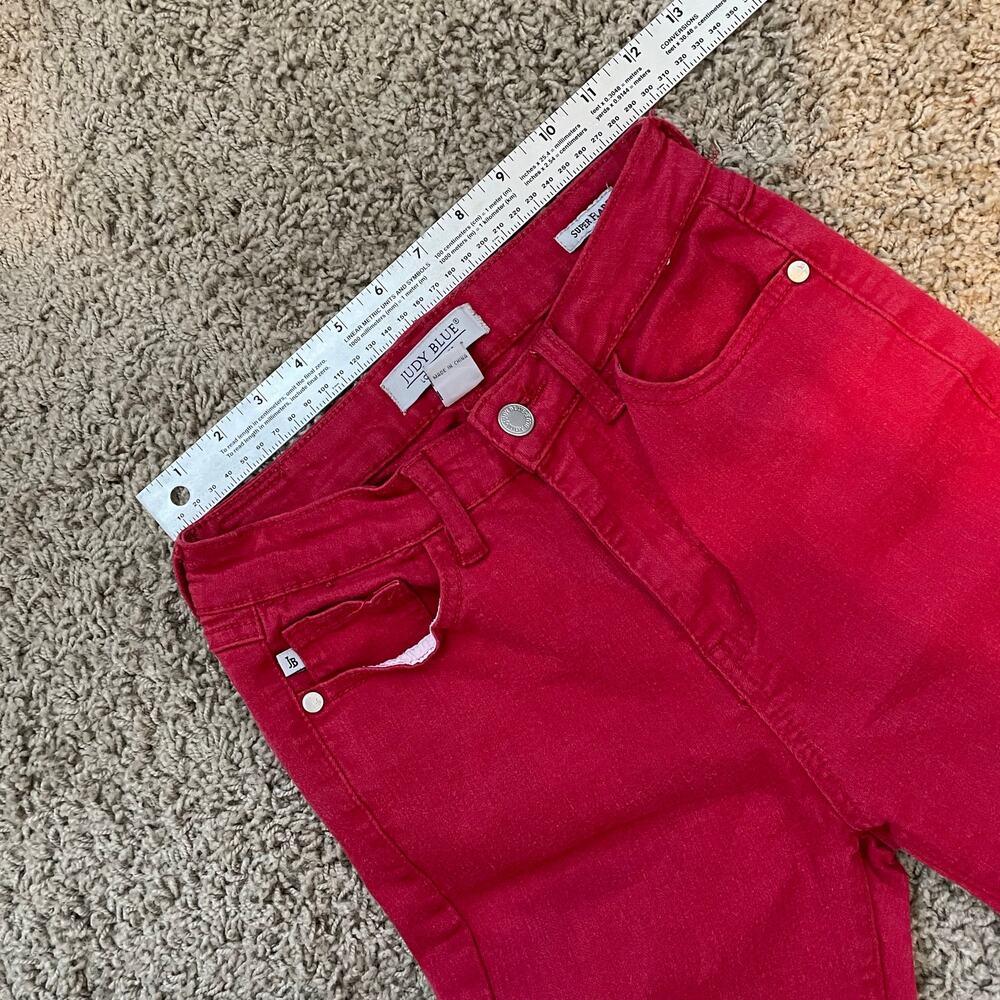Judy Blue Gameday Red Super Flare Bell Bottom Jeans size 1/25 stretchy - Picture 6 of 12
